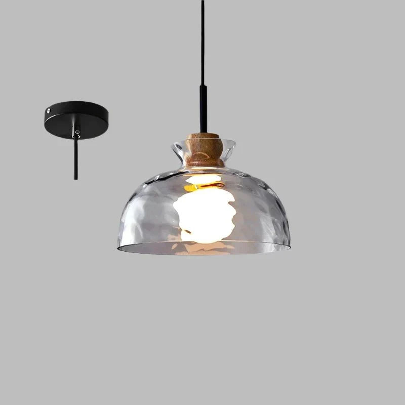 Szklana lampa wisząca Art Ripple drewniana lampa sufitowa