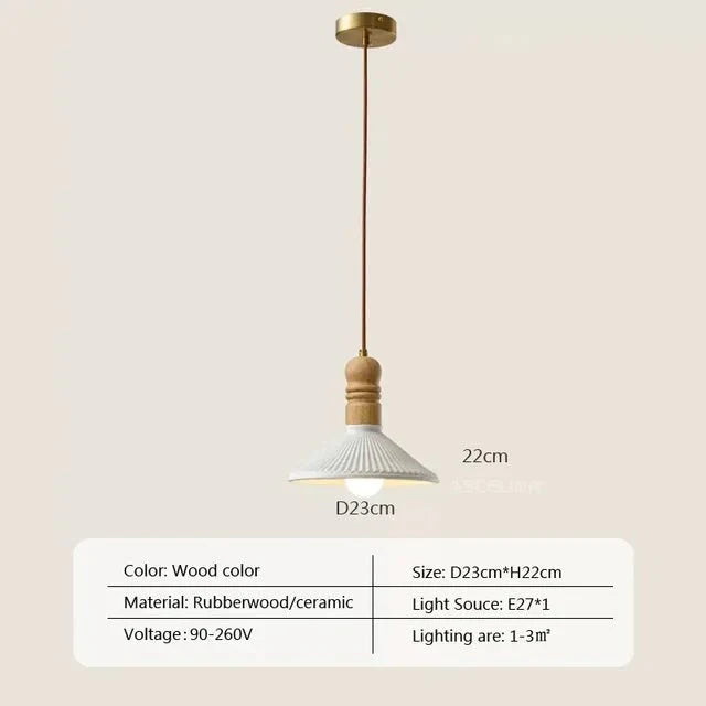 Lampa wisząca z litego drewna Cream Wind - Styl i Funkcjonalność