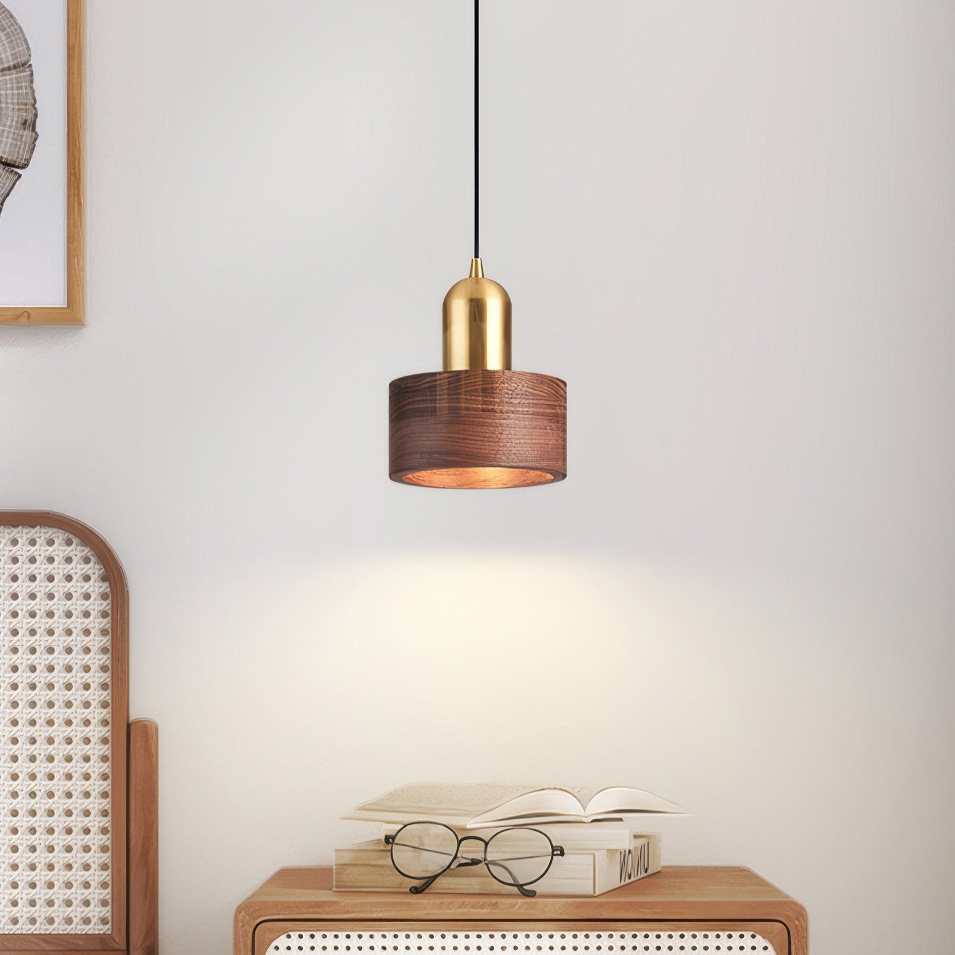 Wisząca lampa cylindryczna w stylu japońskim