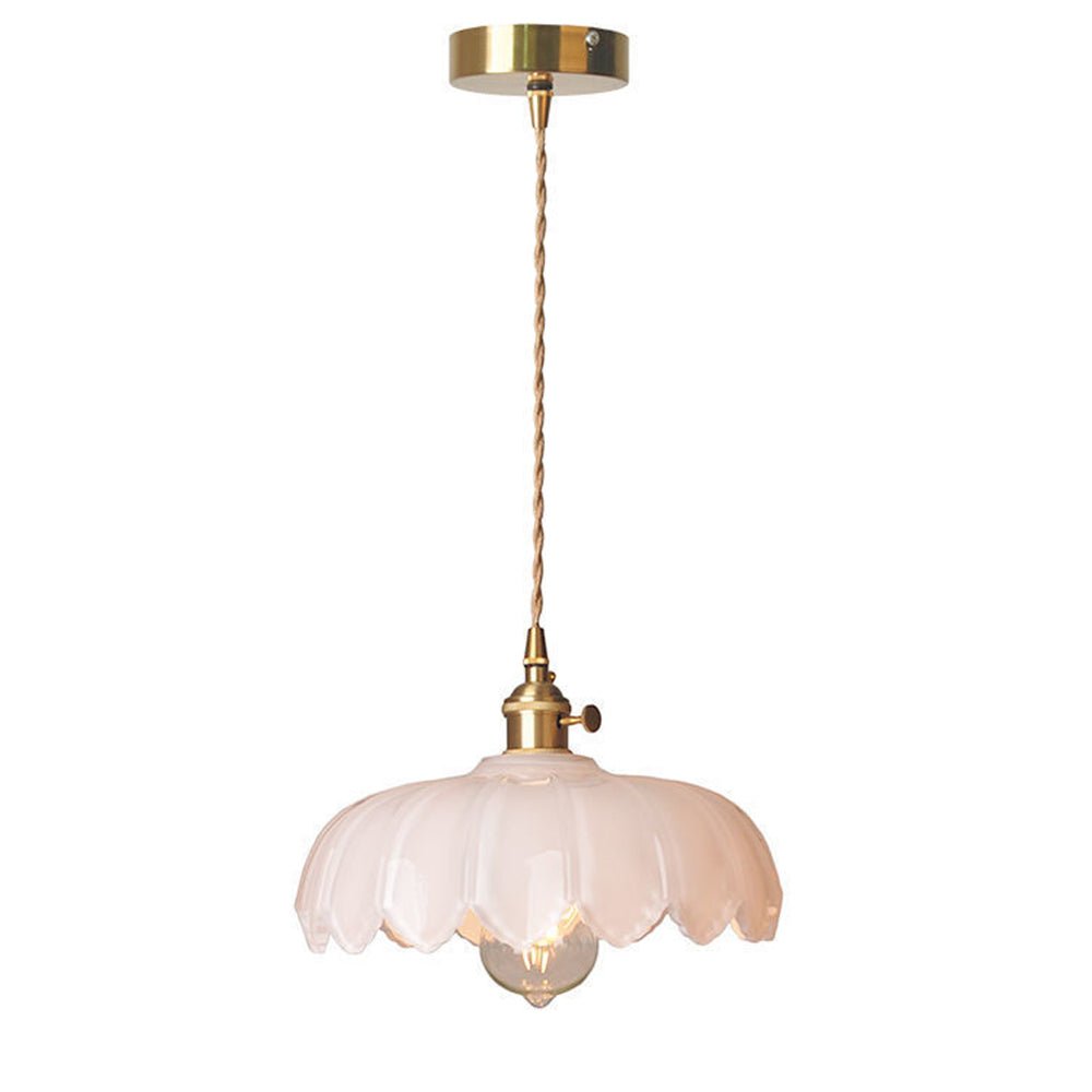 Vintage wisząca lampa szklana kwiatowa