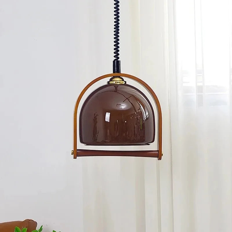 Lampa wisząca Vintage Bauhaus z drewna