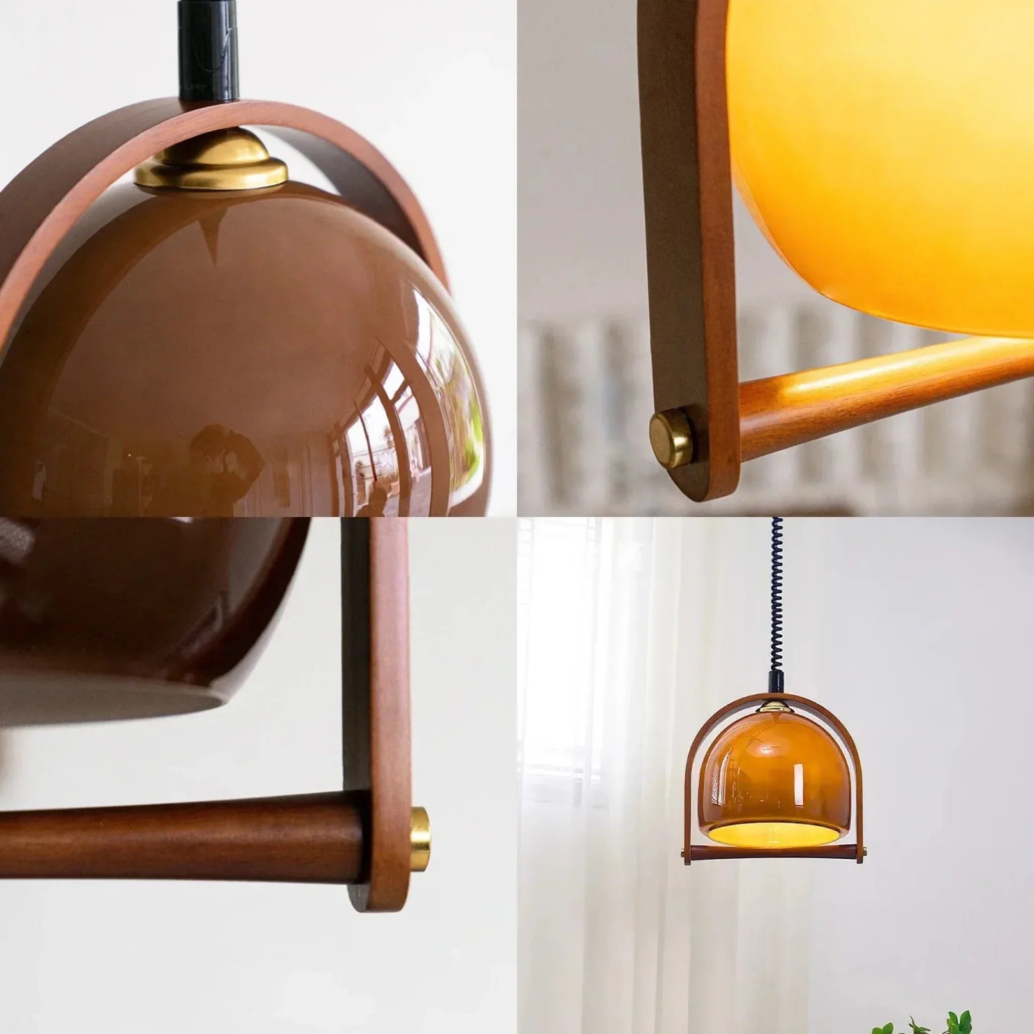 Lampa wisząca Vintage Bauhaus z drewna