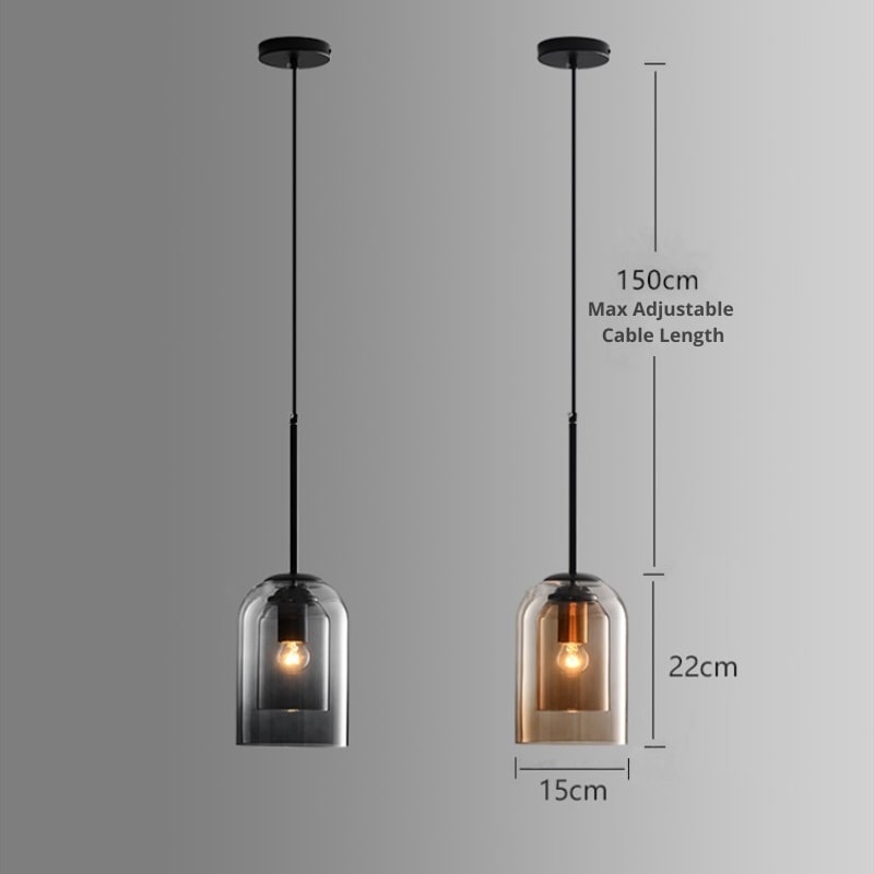 Mica Nowoczesna Lampa Wisząca z Podwójnym Szkłem