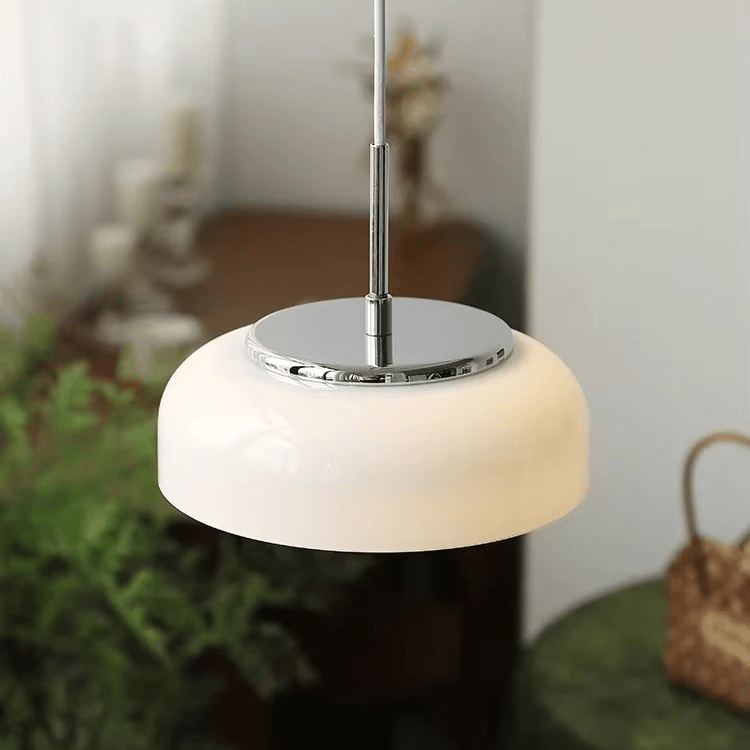 Lampa wisząca Bauhaus chromowana biała