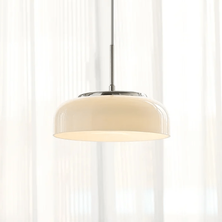 Lampa wisząca Bauhaus chromowana biała