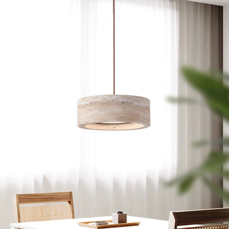 Wisząca lampa LED z kamienia - Styl Wabi Sabi