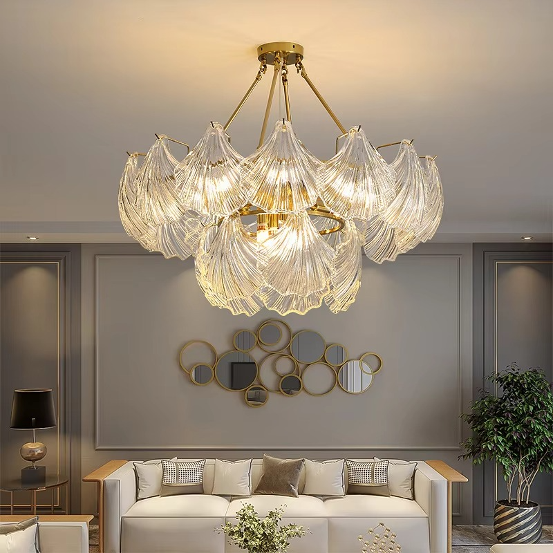 Polerowana miękka lampa wisząca ze skorupy