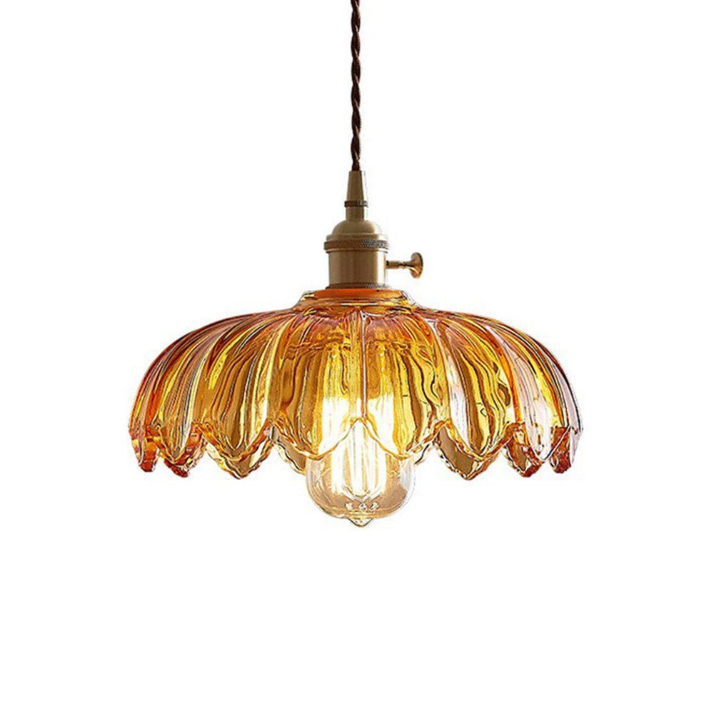 Vintage wisząca lampa szklana kwiatowa