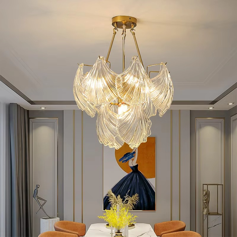 Polerowana miękka lampa wisząca ze skorupy