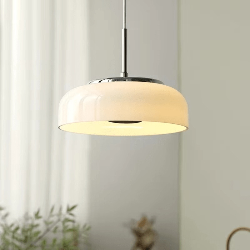 Lampa wisząca Bauhaus chromowana biała