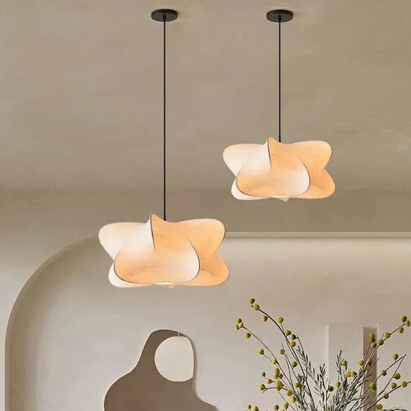Japońska wisząca lampa z jedwabiu Wabi Sabi