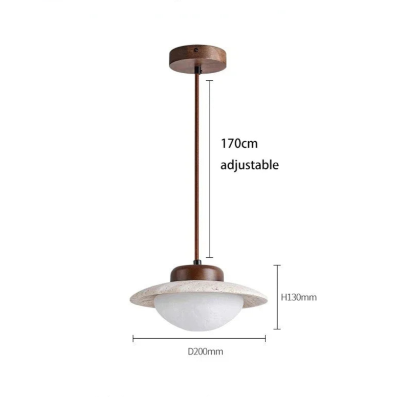 Lampa wisząca z kamienia i drewna - styl retro