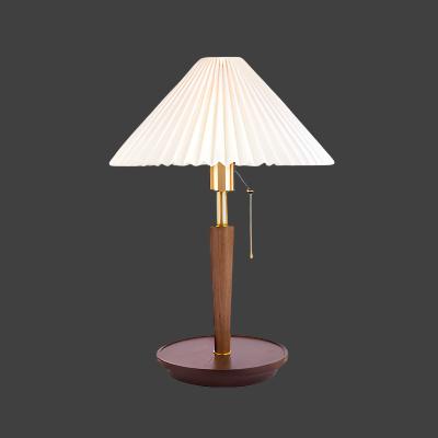 Vintage Geplooide Houten Tafellamp