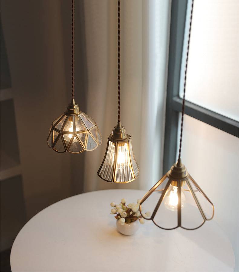 Mosiężna szklana lampa wisząca
