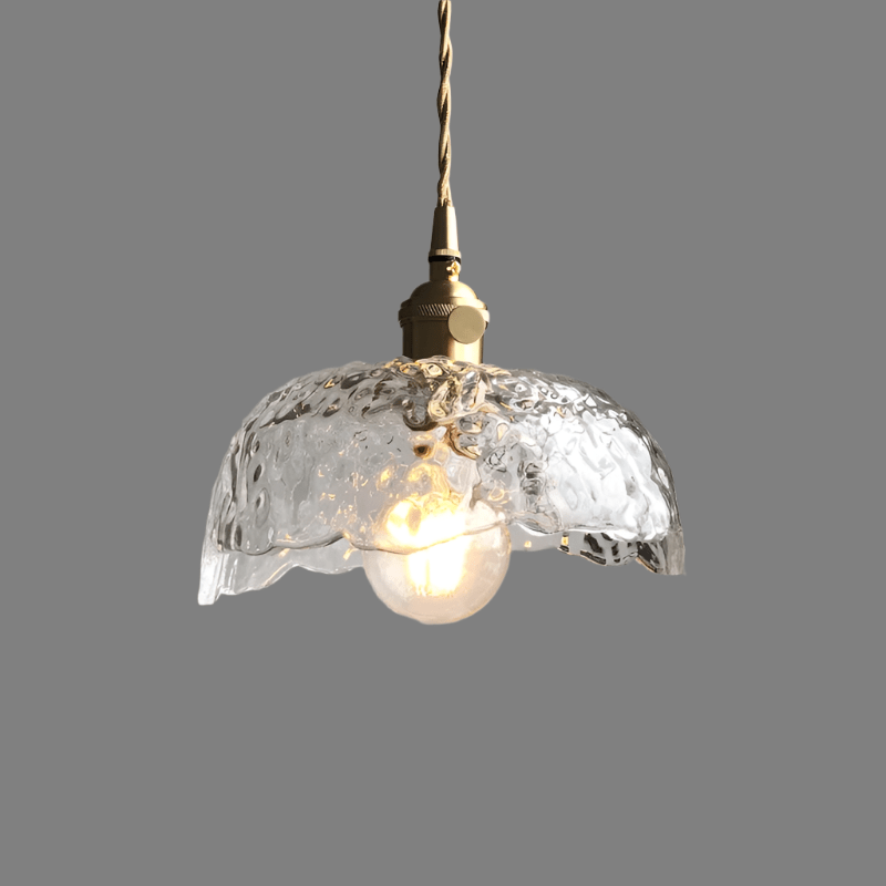 Nieregularna lampa wisząca z mosiądzu i szkła