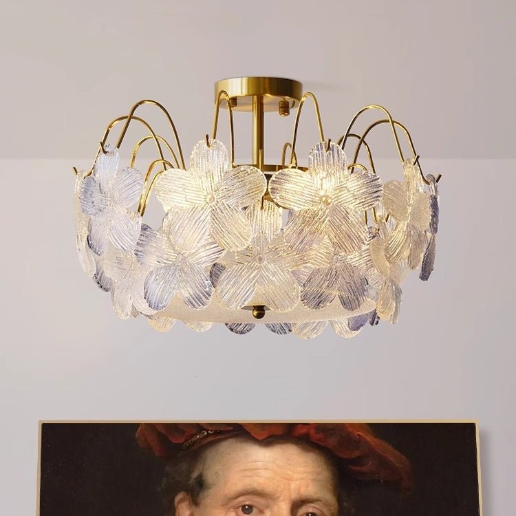 Vintage Luster z Pstrým Skłem v Tvare Kvetu pre Obývaciu Izbu