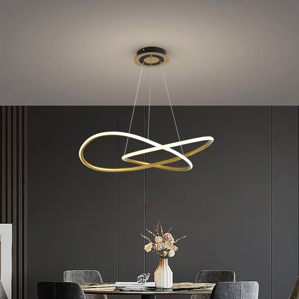 Minimalistyczna Złota Lampa Wisząca LED w Kształcie Okręgu