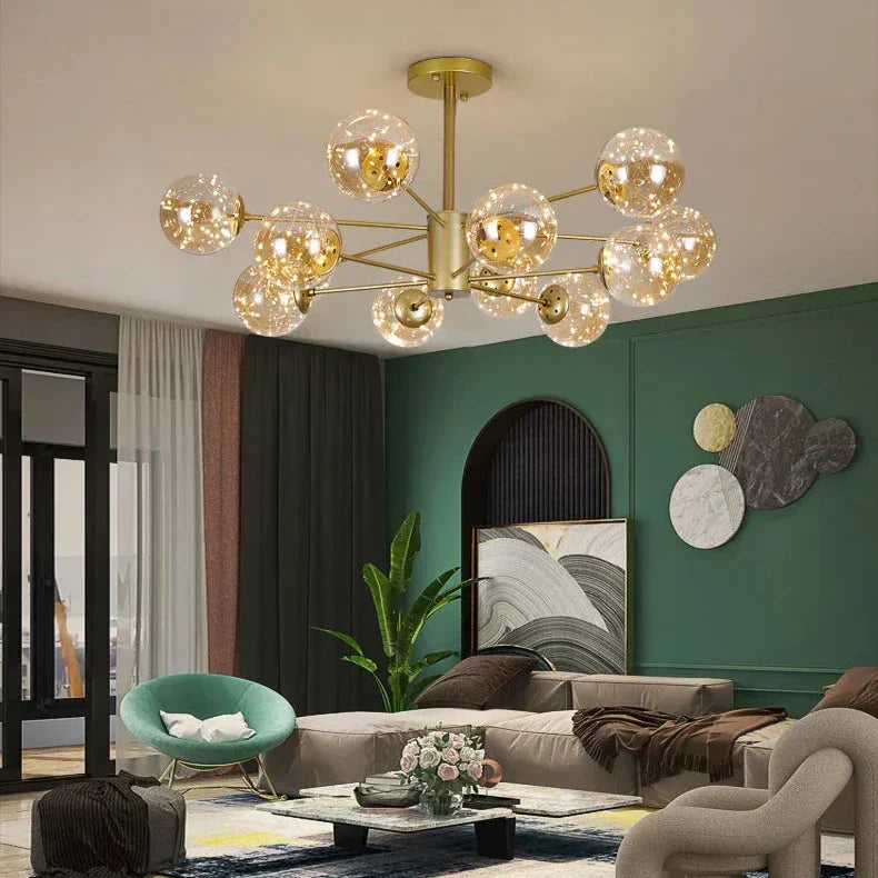 NobleLuminance - Stropná lampa so sklenenými guľami
