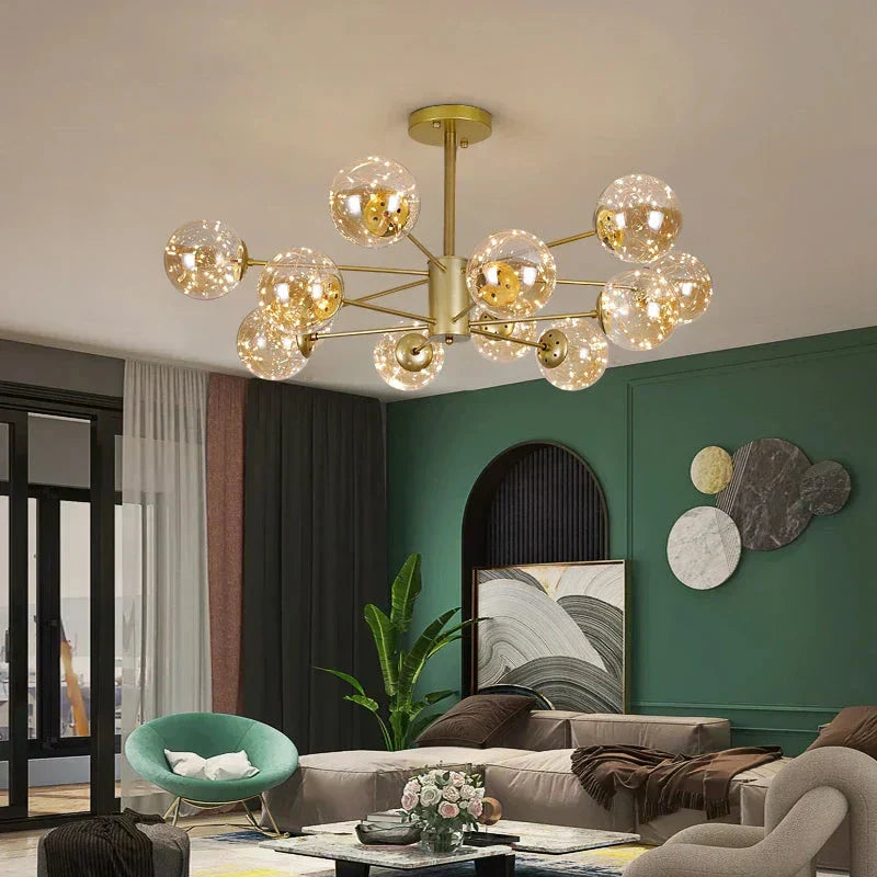 NobleLuminance - Stropná lampa so sklenenými guľami