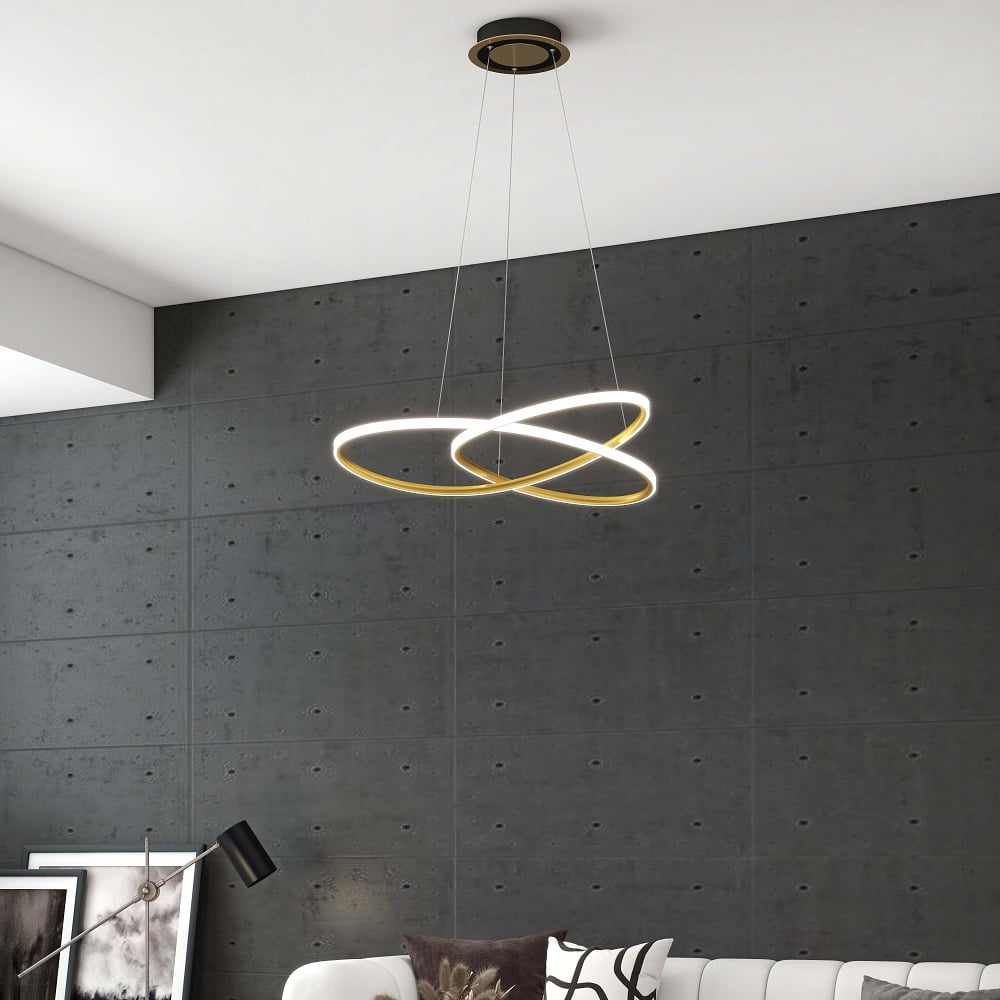 Minimalistyczna Złota Lampa Wisząca LED w Kształcie Okręgu