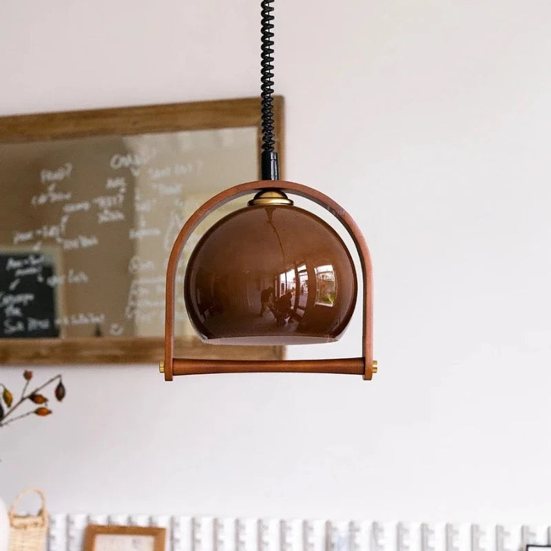 Lampa wisząca Vintage Bauhaus z drewna