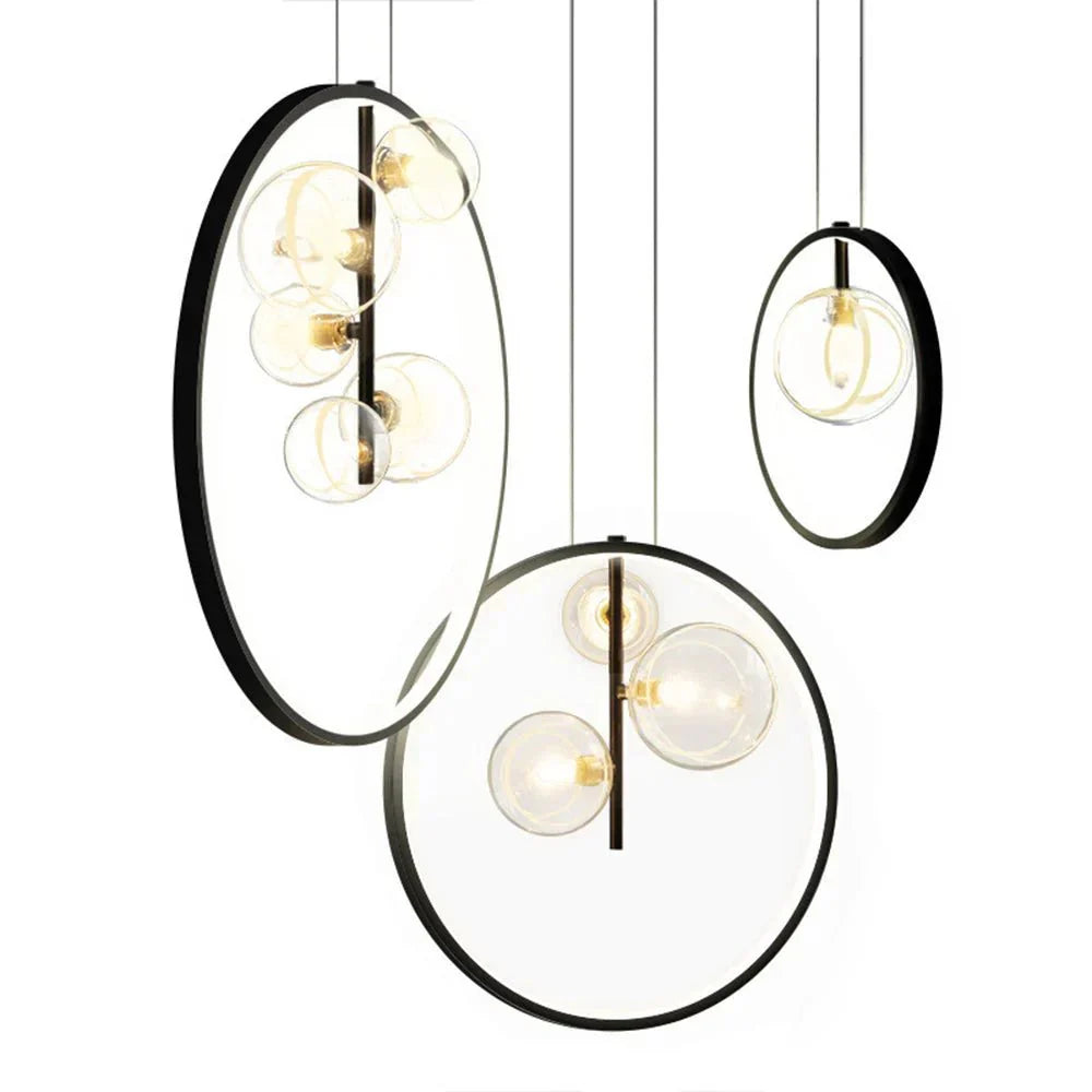 Szklana lampa wisząca Nordic Bubble z pierścieniem
