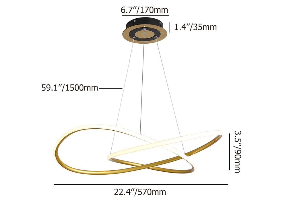 Minimalistyczna Złota Lampa Wisząca LED w Kształcie Okręgu