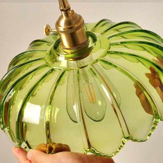 Vintage wisząca lampa szklana kwiatowa