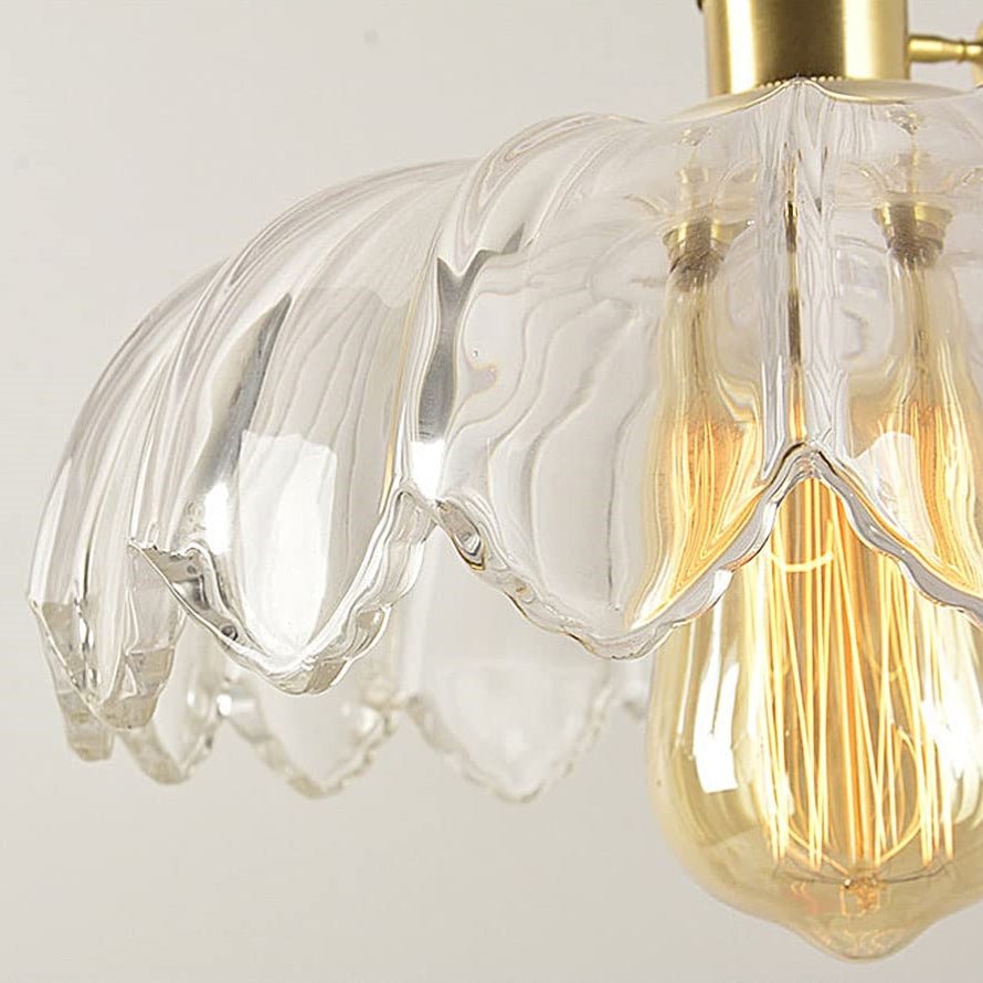 Vintage wisząca lampa szklana kwiatowa