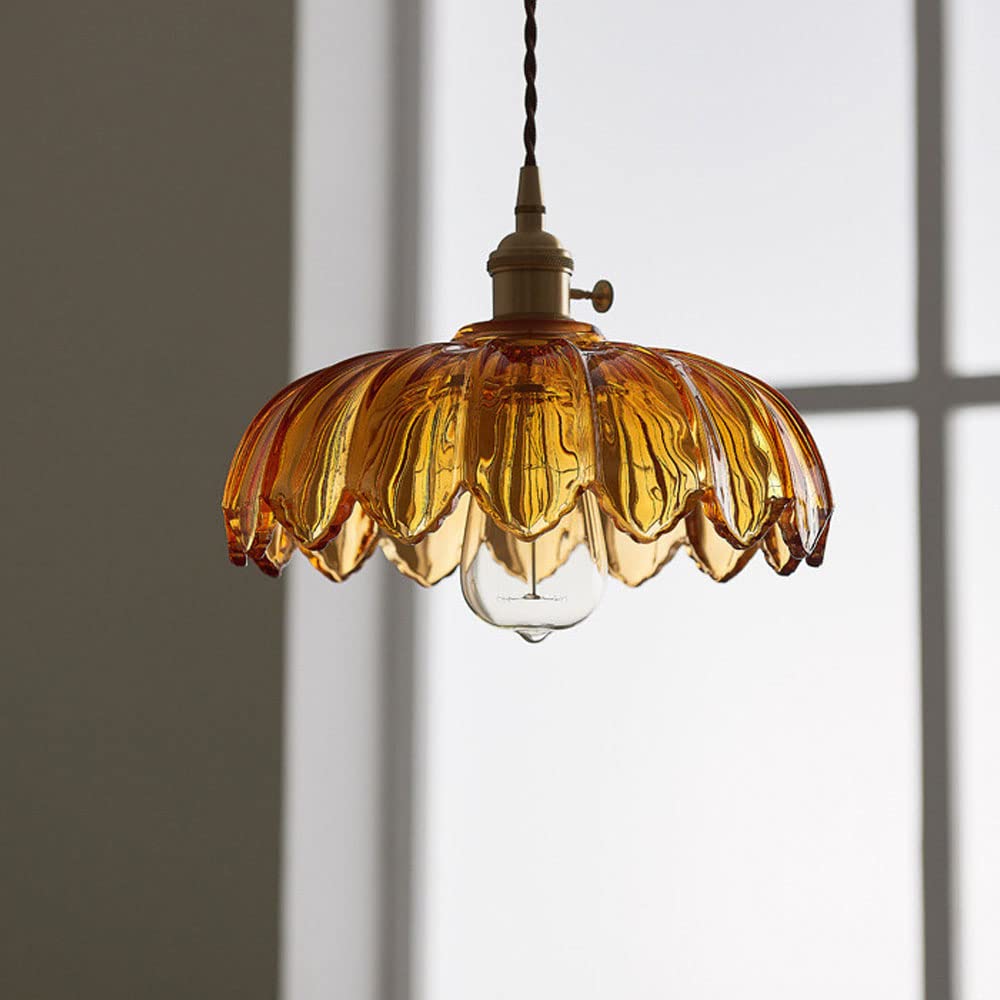 Vintage wisząca lampa szklana kwiatowa
