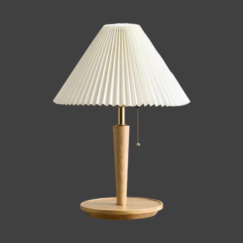 Vintage Geplooide Houten Tafellamp