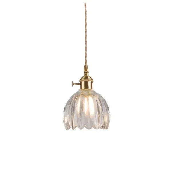 Japońska Retro Szklana Lampa Wisząca Kwiatowa