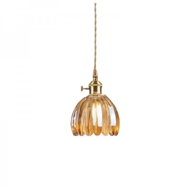 Japońska Retro Szklana Lampa Wisząca Kwiatowa