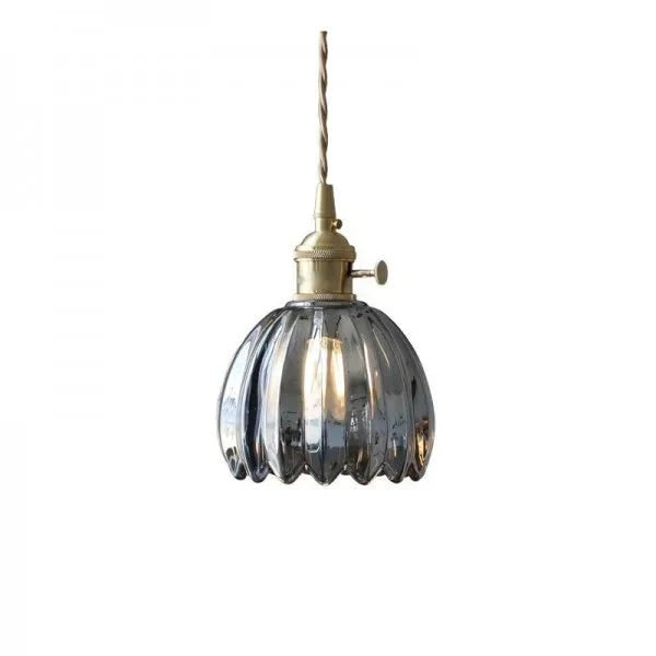 Japońska Retro Szklana Lampa Wisząca Kwiatowa