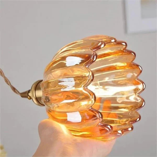Japońska Retro Szklana Lampa Wisząca Kwiatowa