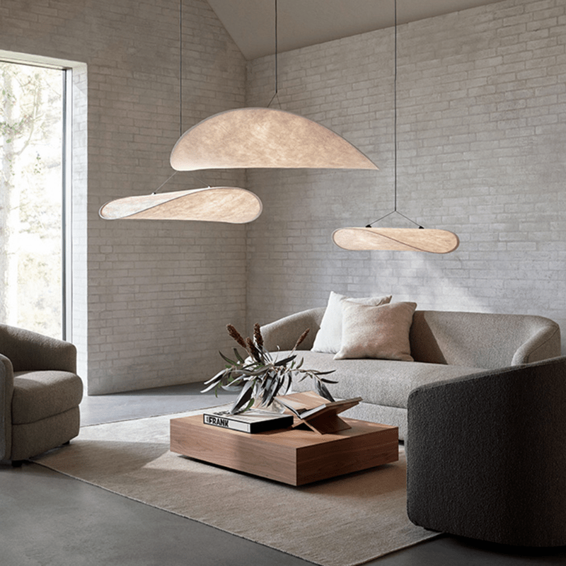 Japandi Styl Wisząca Lampa Sufitowa z Jedwabiu