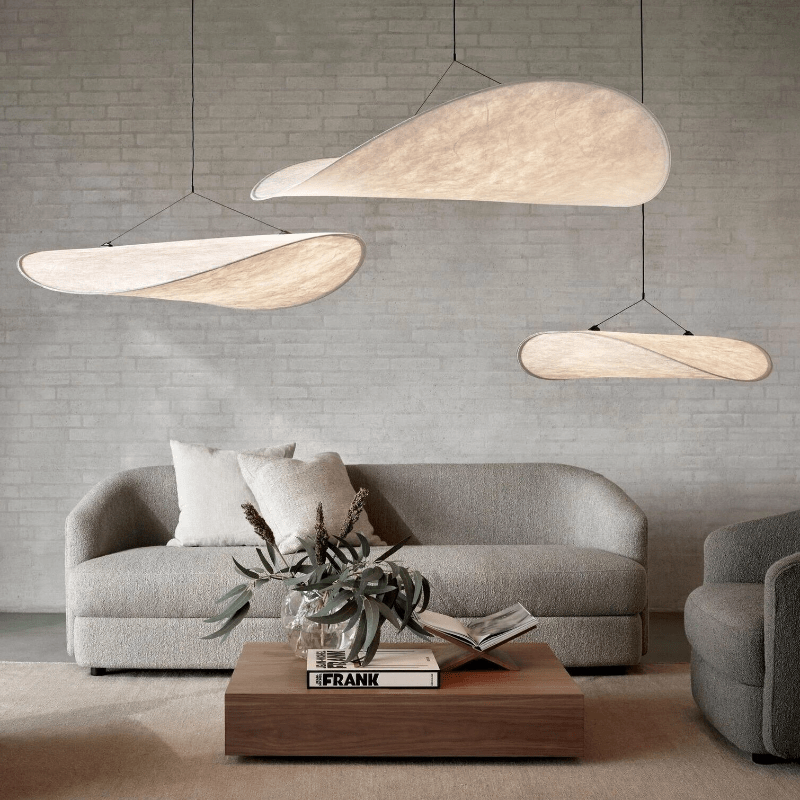 Japandi Styl Wisząca Lampa Sufitowa z Jedwabiu