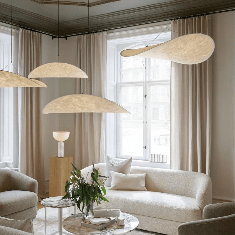 Japandi Styl Wisząca Lampa Sufitowa z Jedwabiu