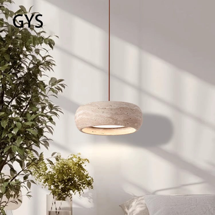 Wisząca lampa LED z kamienia - Styl Wabi Sabi