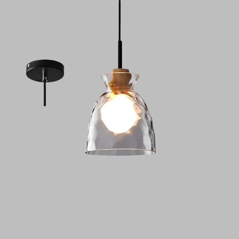 Szklana lampa wisząca Art Ripple drewniana lampa sufitowa