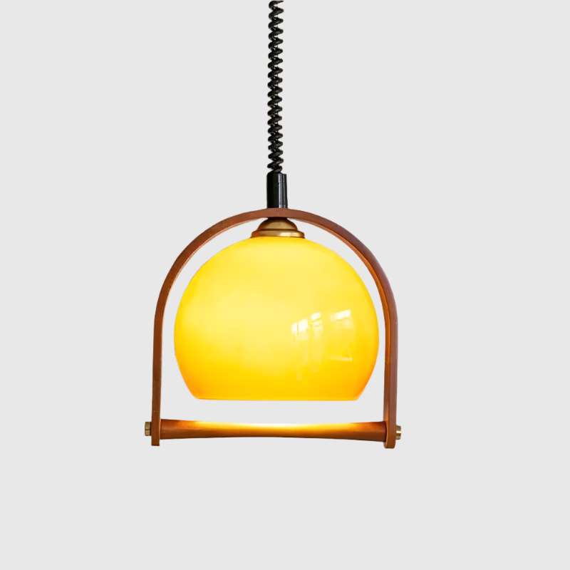 Lampa wisząca Vintage Bauhaus z drewna